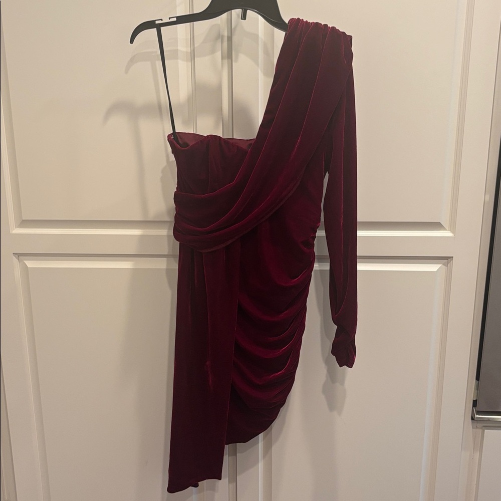 Michael Costello Rich Burgundy One-Shoulder Dress